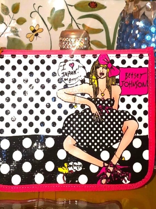 Betsey Johnson Handbags - Vintage Betsey Johnson Handbag Babe Girl Polka Dot Dress Pop Art Cosmetic Bag